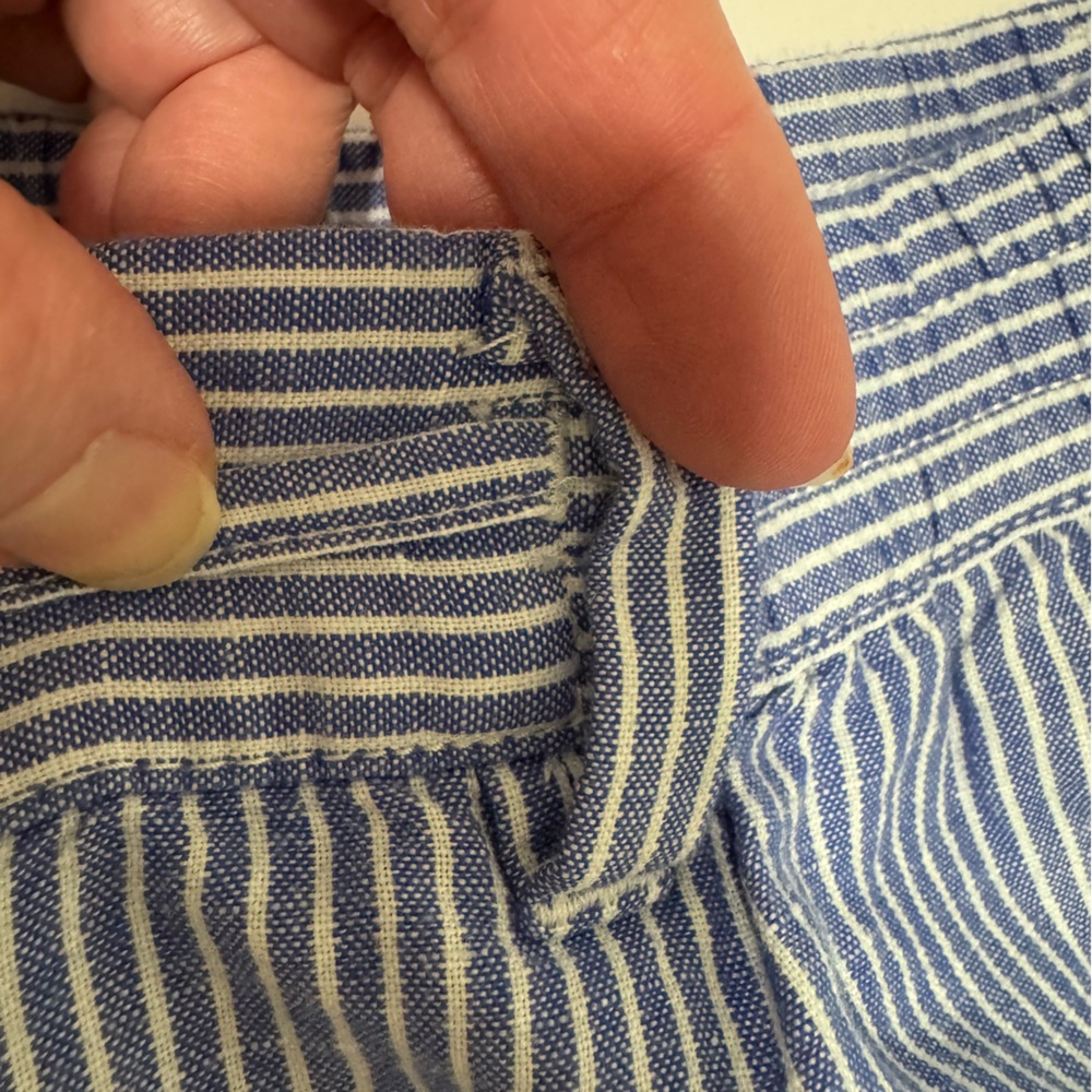 Talbots Easy Drawstring Shorts 4P Blue White Stripe Linen Cotton Summer - Picture 16 of 16